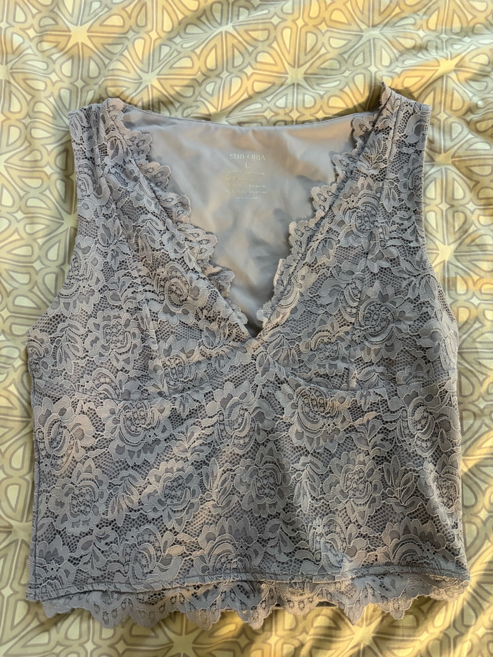 Lace V-Neck Chemise - Gray